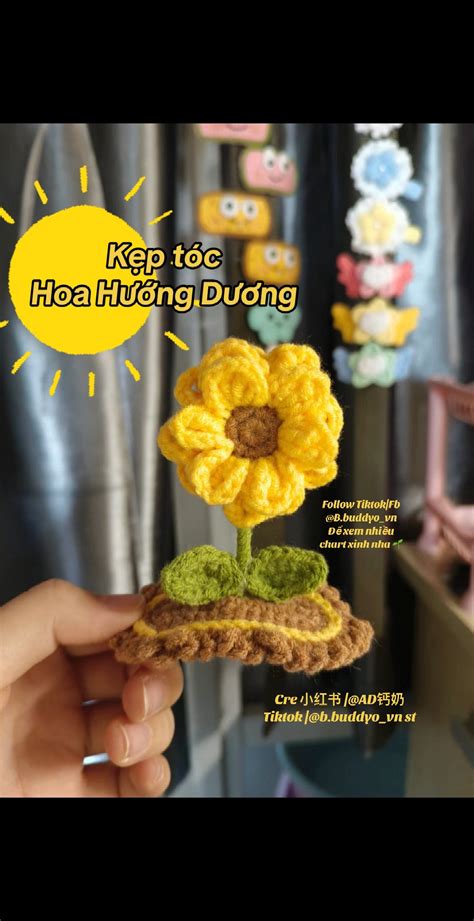 Chart Móc Len Kẹp Tóc Hoa Hướng Dương Handmadev