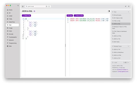 Json Table To Sql