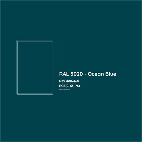 RAL 5020 - Ocean Blue [#00414B] Tints and Shades - colorxs.com