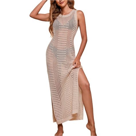 Crochet Bikini Cover Ups For Women Sexy Halter Sleeveless Swimsuit