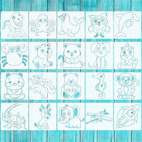 Reusable Cartoon Animal Stencils for Kids Drawing and Painting (20 ...