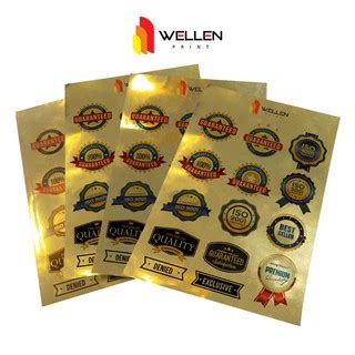 Jual Cetak Sticker Label Gold Stiker Emas Print Custom Lebel Nama