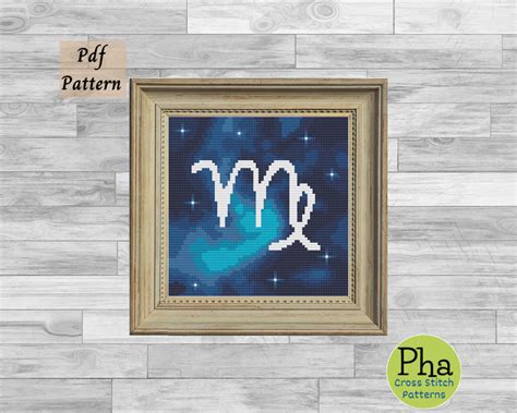 Virgo Cross Stitch Pattern The Maiden Horoscope Chart Virgo Symbol