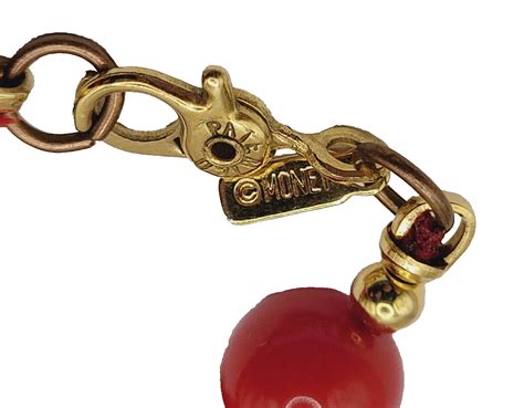 Classic Monet Cherry Red Bead 30 Inch Necklace Gold S Gem