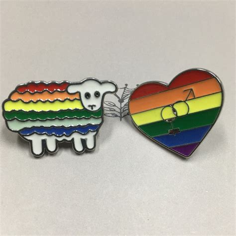 Rainbow Sheep Badges Lgbtq Rainbow Heart Lgbt Gay Lesbian Pride Enamel