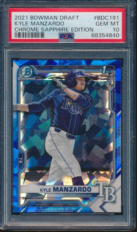 PSA 10 KYLE MANZARDO 2021 Bowman Chrome Draft SAPPHIRE REFRACTOR RC GEM