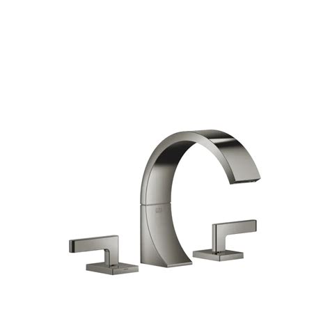 Cyo Dark Chrome Washbasin Faucets Three Hole Lavatory Mixer With Drain