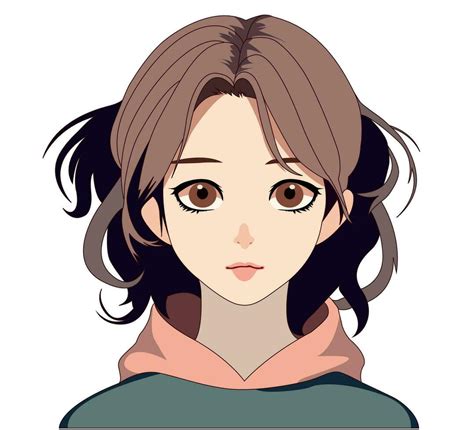 Anime Girl Face Portrait Cartoon Character Illustration Manually Created 36241729 Vector Art At