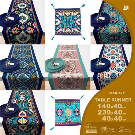 Jual Taplak Meja Table Runner Print Motif Maroko Turkish Bohemian