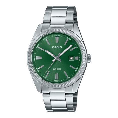 MTP1302D 3AVT Green Dial Stainless Steel Watch CASIO