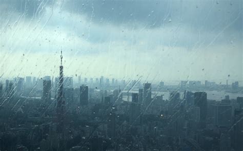 Japan Tokyo Cityscapes Urban Water Drops Tokyo Tower Rain On