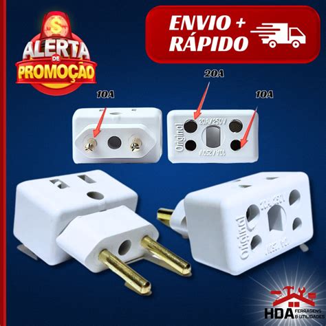 Kit 3 Pino Adaptador Tomada Multiuso Plug Elétrico 10A 20A Bob