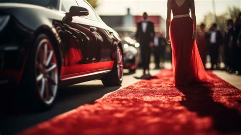 Celebrities Arriving With Limousine Walking Red Carpet Stock