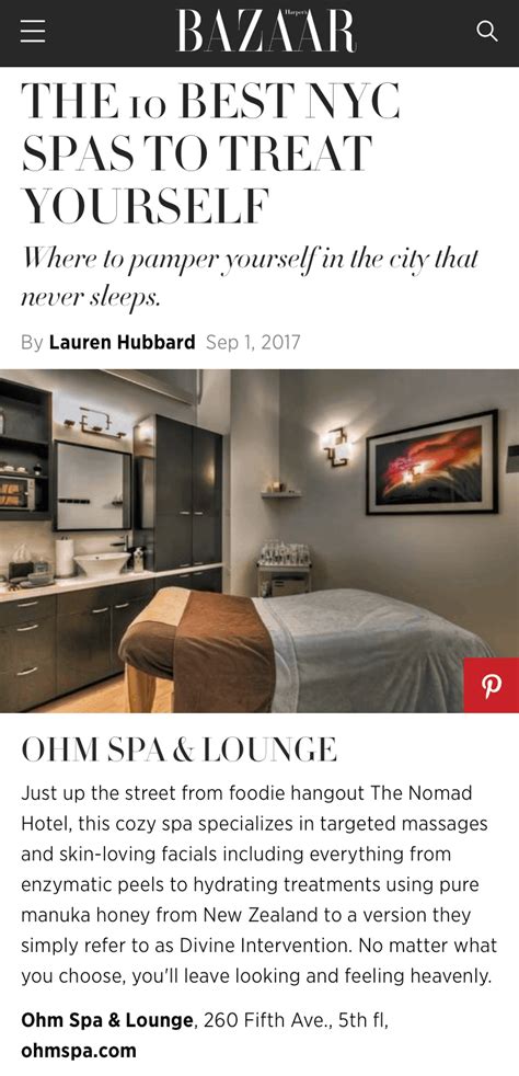 Harpers Bazaar Names Ohm Spa And Lounge A Best Nyc Spa Ohm Spa Nyc