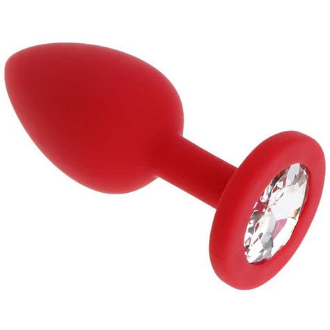 Plug Anal Em Silicone Cir Rgico Na Cor Vermelha Joia Tamanho M