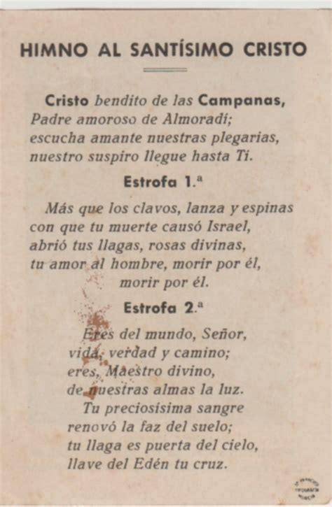 Himno Al Sant Simo Cristo Memoria De Guardamar