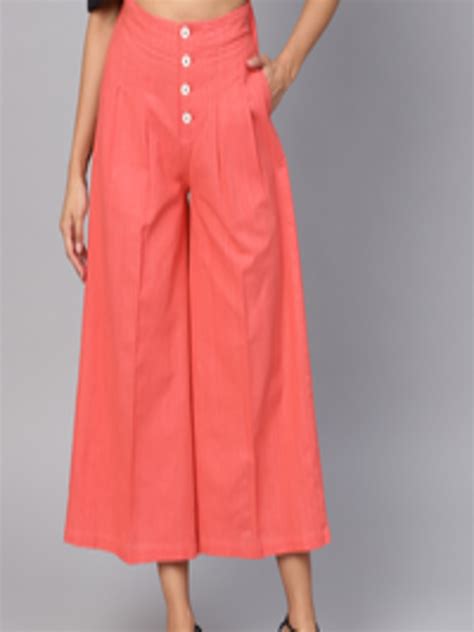 Buy Jompers Women Coral Pink Smart Slim Fit Solid Culottes Trousers For Women 10699006 Myntra