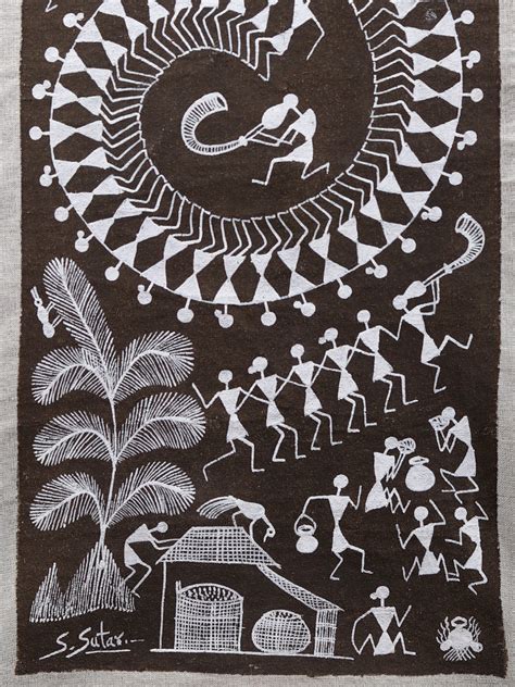 Tarpa Dance Warli Art On Cotton Exotic India Art