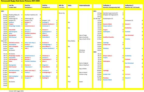 PRFC Senior Fixtures 2021-2022 – Portsmouth Rugby Football Club