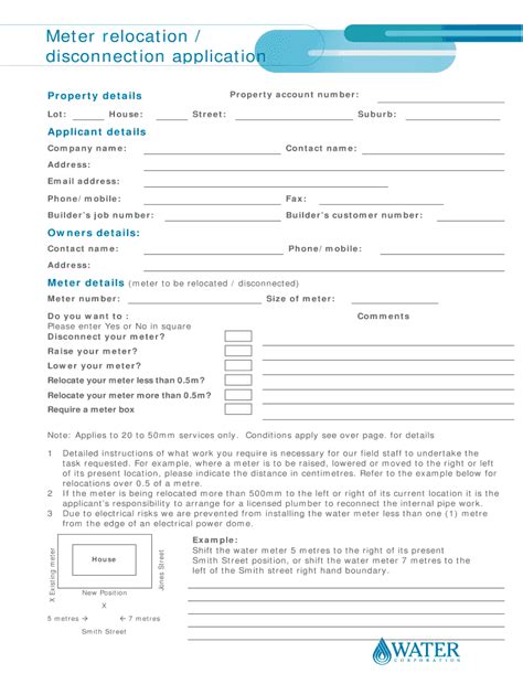Fillable Online Meter Relocation Disconnection Application Meter