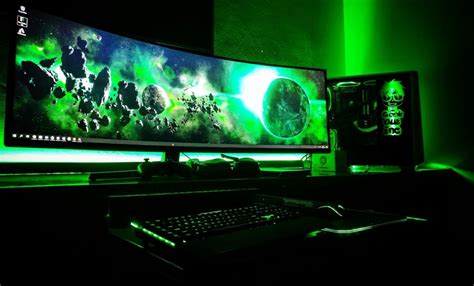 White And Green Gaming Setup My Take On The Alex Karlby Desk Turned