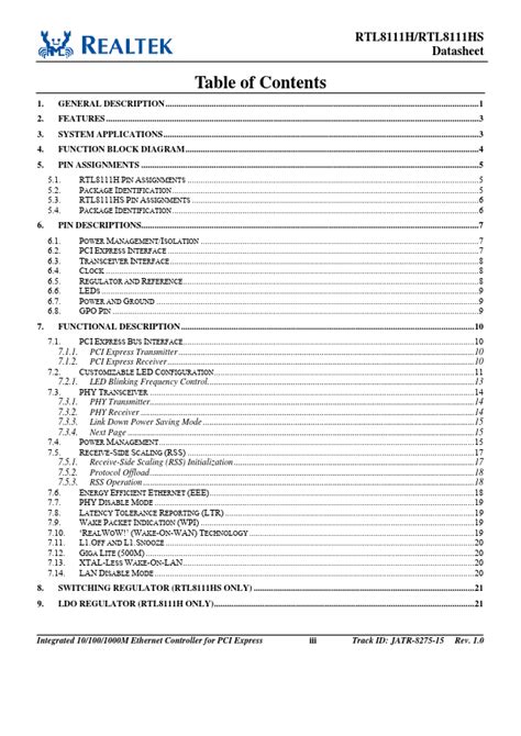 RTL8111H Datasheet Controller Equivalent Realtek