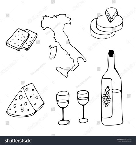 Hand Drawn Italy Symbols Landmarks Set Stock Vector Royalty Free