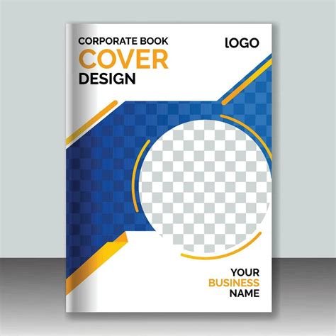 A corporate book cover design with blue and yellow gradient color ...