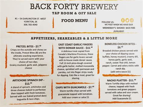 Menu — Back Forty