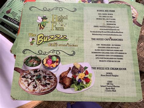 Menu at Bohol Bee Farm restaurant, Dauis