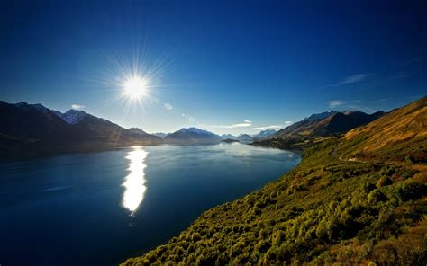 Wallpaper Sunlight Landscape Sea Hill Nature Reflection Sky