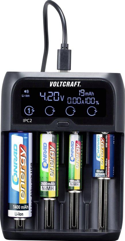 VOLTCRAFT IPC 2 Batterijlader NiMH NiCd Li Ion LiFePO AAAA Mini