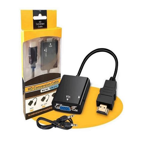 Cabo Conversor Adaptador Hdmi Para Vga Sa Da P Udio Escorrega O