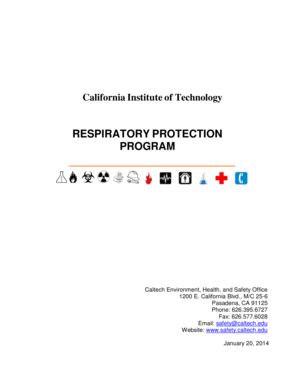 Fillable Online Safety Caltech Respiratory Protection Program Caltech