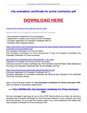 Fillable Online Ebookee City Exemption Certificate For Prime Contractor