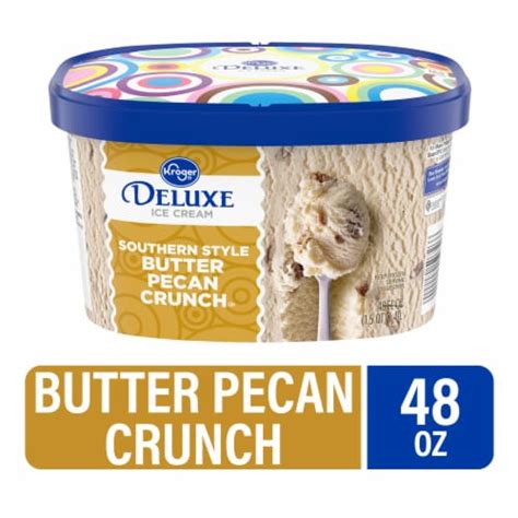 Kroger Deluxe Southern Style Butter Pecan Crunch Ice Cream Tub 48 Oz