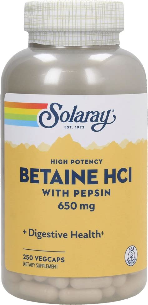 Betaine Hcl Capsules Veg Capsules Solaray Vitalabo Online