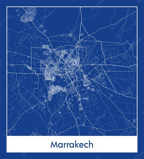 Premium Vector | Marrakech Morocco Africa City map blue print vector illustration