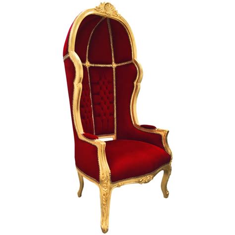 Grand Fauteuil Carrosse De Style Baroque Tissu Bordeaux Et Bois Dor