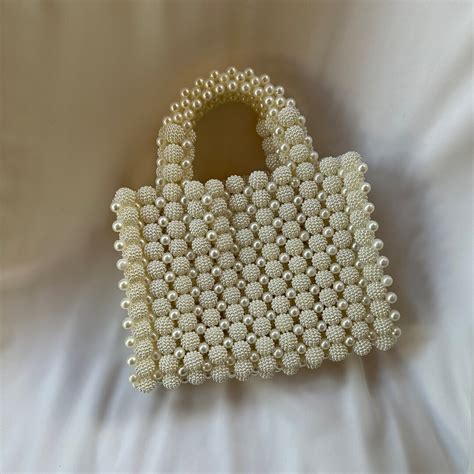 Pearl Beaded Bag Pearl Clutch Bag Pearl Wedding Handbag Etsy