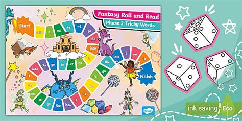 Fantasy Roll And Read Phase 2 Tricky Words Game Twinkl