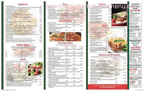 Online Menu Of Anthonys Pizza Restaurant Martinsburg West Virginia