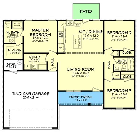 Revitalized Traditional Ranch Home Plan With Bedrooms Sq Ft