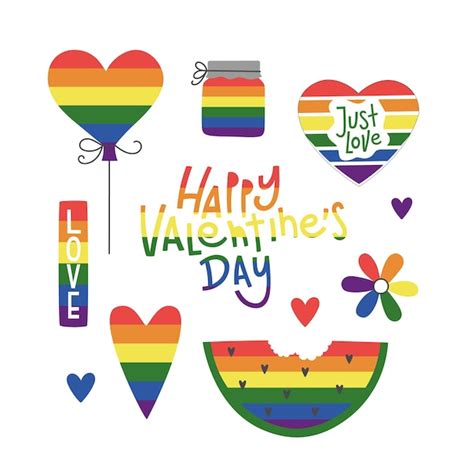 Premium Vector Set Of Valentines Day Greeting Lgbt Elements In