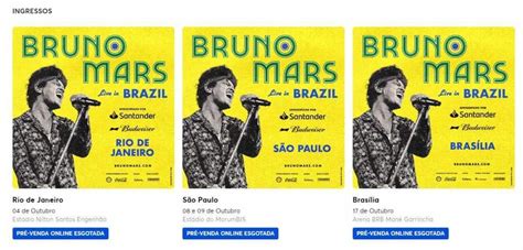 Bruno Mars no Brasil ingressos da pré venda acabam em menos de 1 hora