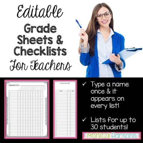 Editable Grade Sheets Checklists For Teachers Amazing Resource To