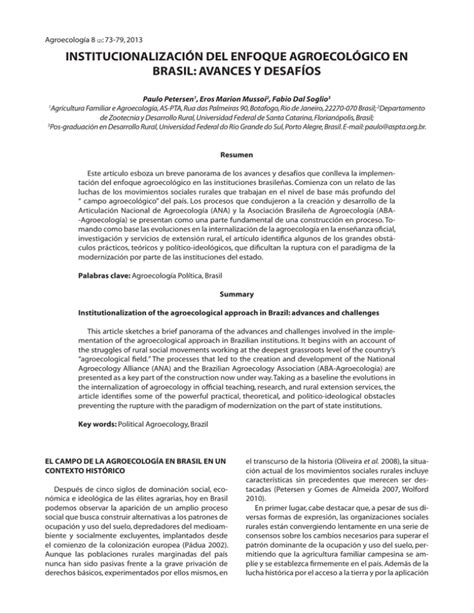 institucionalización del enfoque agroecológico en brasil