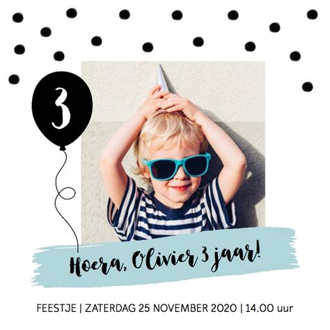 Uitnodiging Kinderfeestje Jongen Confetti Kaartje2go