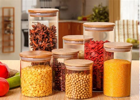 Large Glass Storage Jars With Wood Lid High Borosilicate Glass Jars