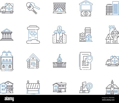 Realty And Building Outline Icons Collection Realty Building Estate